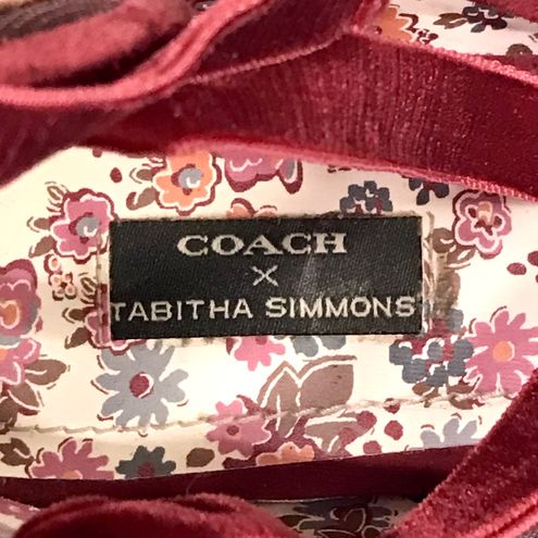 Coach x Tabitha Simmons Liza Floral Velvet Lace Up Open Toe Flat