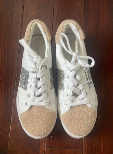 Guess White Leather Sparkly Sneakers Size 8 - $30 - From Diana