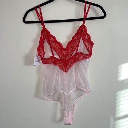 New Spanx RED HOT M Lace Panty Bodysuit 10187R Pink India