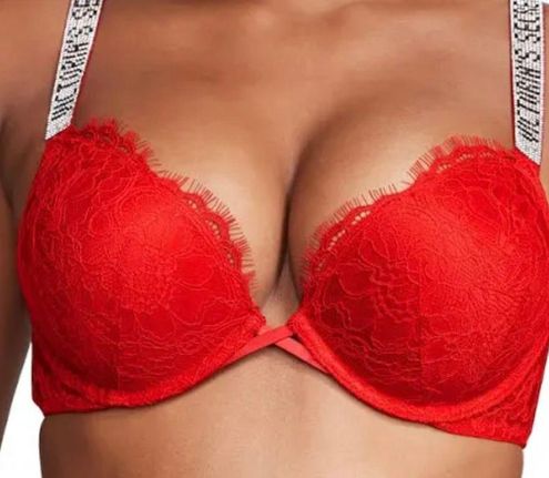 Victoria's Secret Red Lace Victoria Secret Bombshell Bra Size 32 B - $38  (45% Off Retail) - From Ally