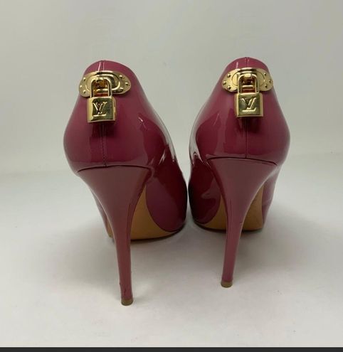 Louis Vuitton Pink Patent Leather Peep Toe Logo Padlock Stiletto High Heels  Shoe Size 10 - $650 (64% Off Retail) - From Galore