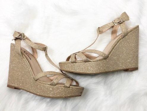 Touch Of Nina Gold Sparkly Wedges Size 8 5 23 From Twelvethirtyfour
