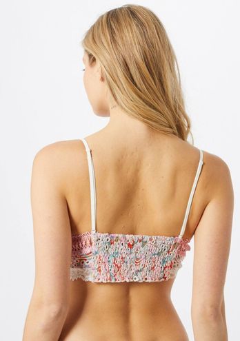 Free People Size Small Emma Soft Bra Blossom Combo Eyelet Bralette Pink  White