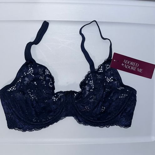 NWT Womens Adored by Adore Me Chelsey Unlined Underwired Blue Lace