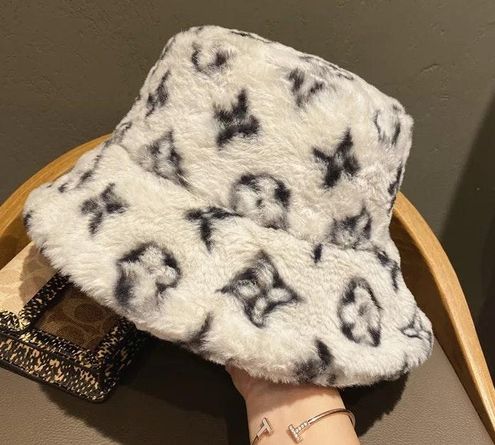 Lv inspired fur bucket hats