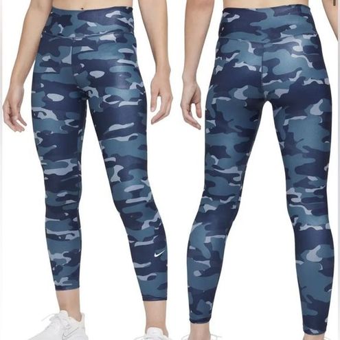NEW Nike One Dri-Fit Mid Rise Shiny Blue Camo Leggings Size L - $61 New  With Tags - From Claudia