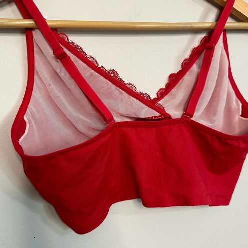 Ruby Ribbon Second Skin Red Lace Demiette Bra 36 Smoothing Wire Free Style  1776 Size M - $34 - From Carissa