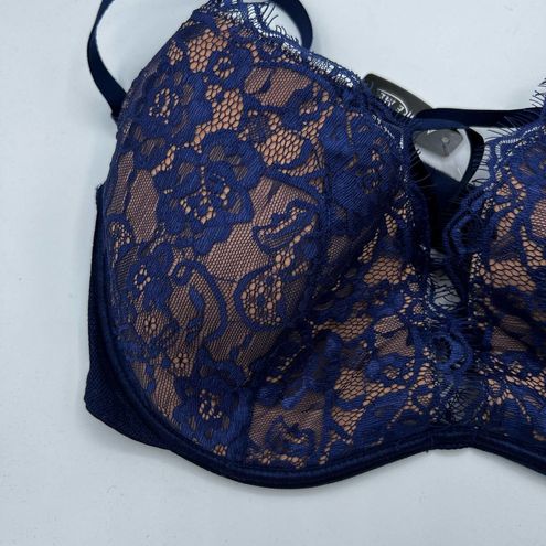 Adore Me Blue Lace Plunge Lined Bra Size 36DD - $26 New With