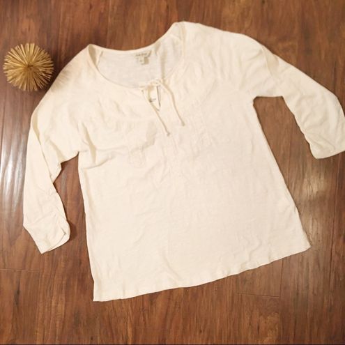 Lucky Brand Womens Scoop Neck Embroidered Cotton Peasant Blouse Cream Sz L  Size M - $24 New With Tags - From Tamara