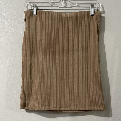 Naked Wardrobe Skirt Women's X-Large XL Beige Nude NWOT Ruched Ribbed Mini  - $25 - From Andrea