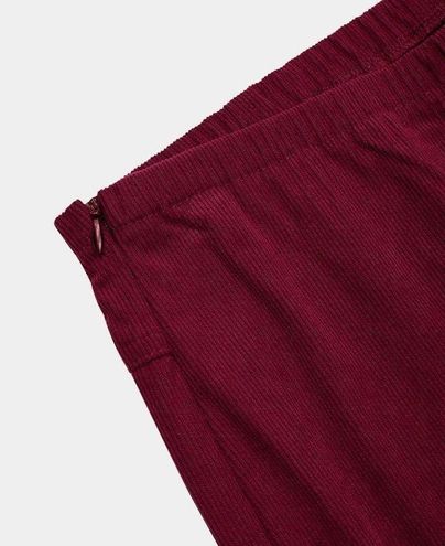 Mid Rise Side Zipper Back Pocket Flare Casual Corduroy Pants