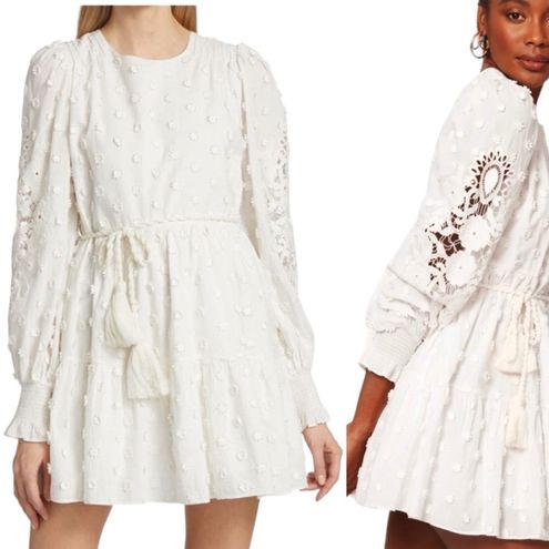 Cami NYC Carolina Floral Applique White Long Sleeve Mini Dress