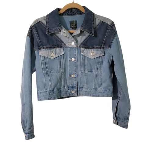 Wild Fable Cropped Denim Trucker Jacket (Gray, XS)