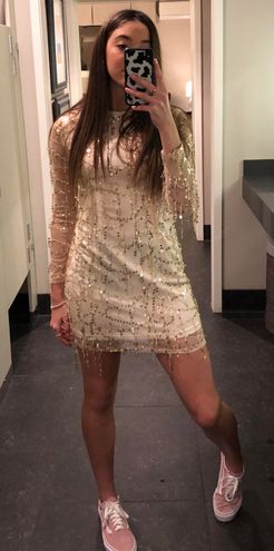 Pretty Little Thing Freyana Rose Gold Sequin Detail Long Sleeve