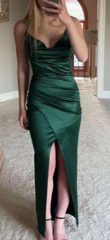 Windsor Chelsea Satin High Slit Formal Dress Green - $38 (41% Off Retail) -  From Lauren