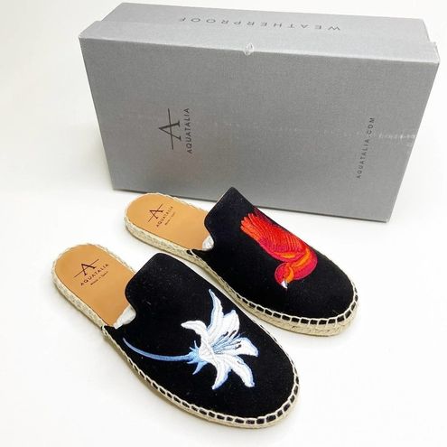 Aquatalia Blair Espadrille Bird Embroidered Mules Size 6 133