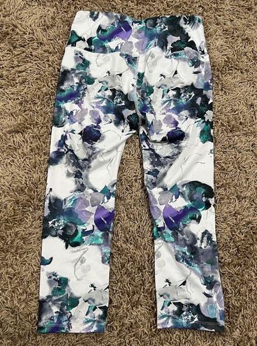 Apana Women's Floral White Multicolor Crop 21 Activewear Leggings