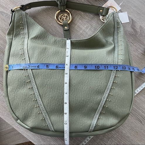 Jessica Simpson Loden Green Natalie Hobo Gold Studded Zip Purse Handbag