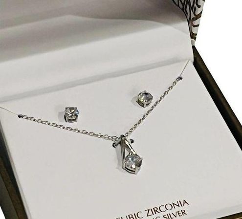 Giani Bernini Set Cubic Zirconia Pendant Necklace Earrings in