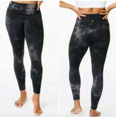 Zyia Midnight Hendrix Brilliant Leggings Black Gray Tie Dye Size