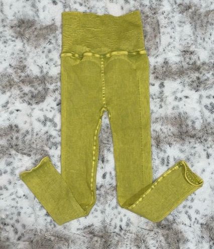 Free People 🆕 NWOT Movement  Happiness Runs Ultra High Rise Ribbed  Leggings Yellow - $40 (42% Off Retail) - From Halcyon