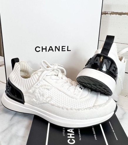 Chanel Rare/Sold Out in Stores CC Logo Knit Sock Sneakers White Size 8 -  $2225 (36% Off Retail) - From Mallory