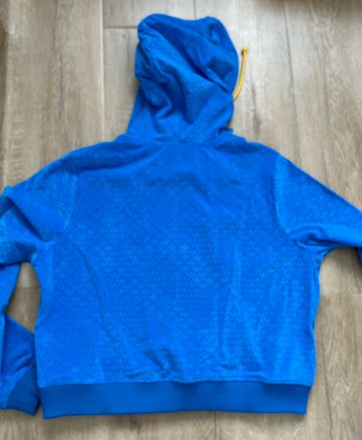 adidas Velour Monogram Zip-up Hooded Jacket in Blue