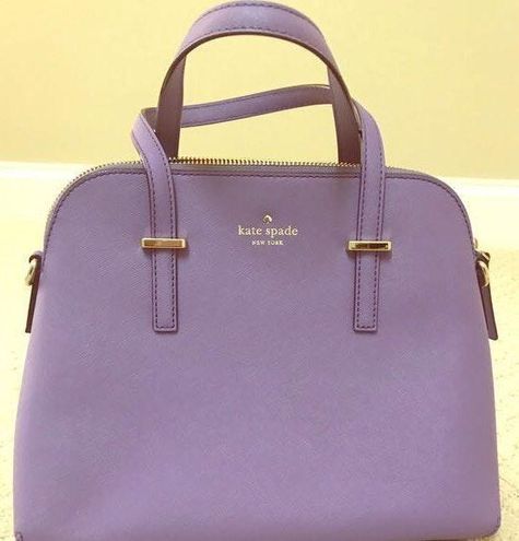 Kate Spade Grey Brown Yellow Purple Leather Nylon Small Anabel Handbag Purse  | eBay