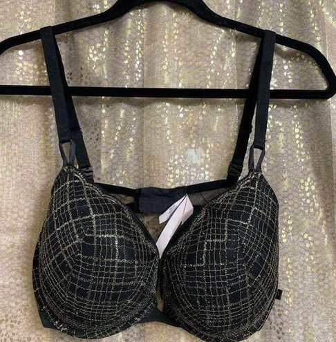 Victoria's Secret Bra Dream Angels Push-Up Black Gold Plaid, 38D Size  undefined - $19 - From Jessica
