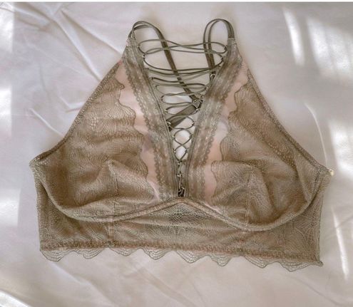 Victoria's Secret High Neck Lace Bralette Tan Size M - $28 - From Nina