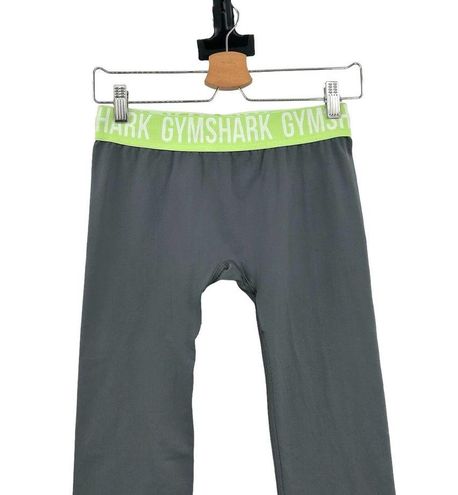 Gymshark Fit Seamless Leggings Gray / Neon Green Waistband Size Medium