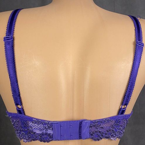 Wacoal Embrace Lace Bra Size 34C Purple Silver Unlined Underwire 65191  Floral - $22 - From K