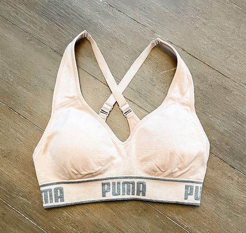 Puma Women's Pale Pink Gray Criss Cross Back Padded Sports Bra Size Small -  $22 - From Bennett