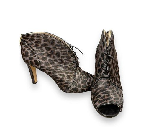 Louise et Cie Real Cow Hair Leopard Peep Toe Lace Up Booties Size undefined  - $63 - From Danielle