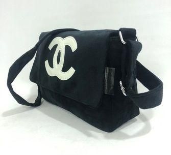 CHANEL PRECISION Shoulder Bag Pile fabric Black Coco Logos Purse 90197066