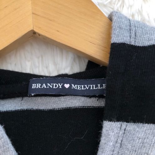 Brandy Melville rare striped black grey Crystal zip up hoodie - $28 - From  Amanda