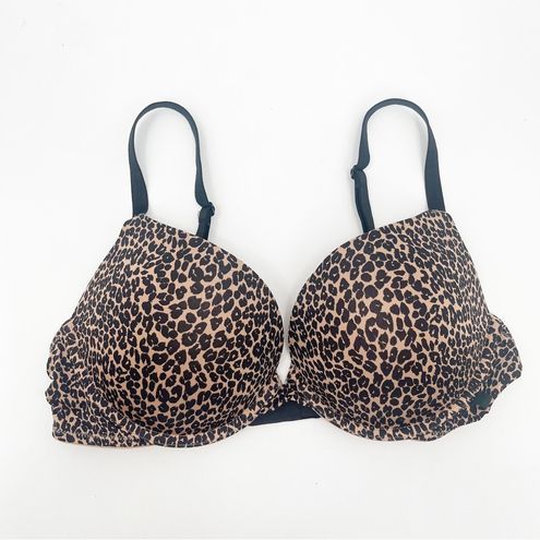 Victoria's Secret Push-Up Bra Size 36C Animal Print Leopard Print Satin  Padded Black - $35 - From Leigh