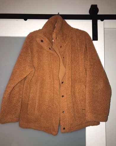 burnt orange fuzzy jacket
