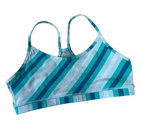 Lululemon Blue Striped Racerback Light Support Yoga Bra - Size 6 - Mesh  Back - $23 - From Angie