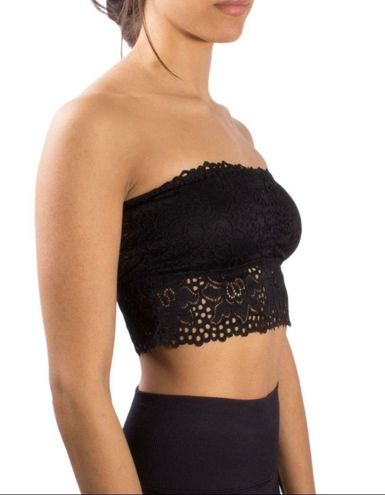 No Boundaries Long Line Lace Bandeau Bra Black size L Size L