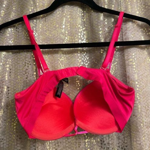 Victoria's Secret bright red/pink Bombshell plunge super padded bra