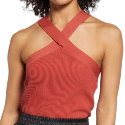 NWT HALARA Ribbed Halter Strap Thumb Hole Cropped Yoga Sports Top Size  Medium M