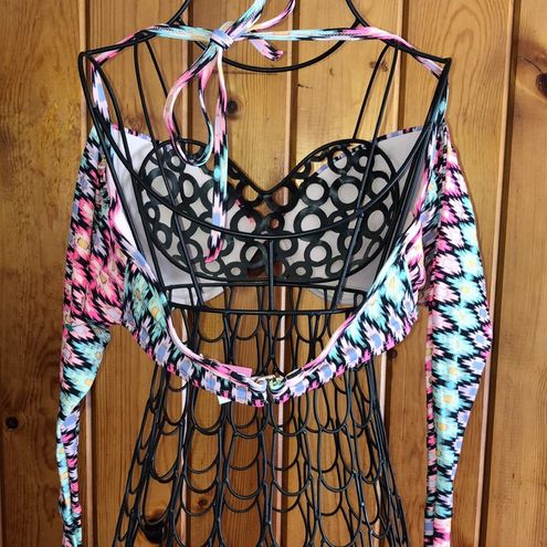 Victoria's Secret bikini top the wrap halter top Aztec print size 34DD swim  wear - $27 - From Paydin