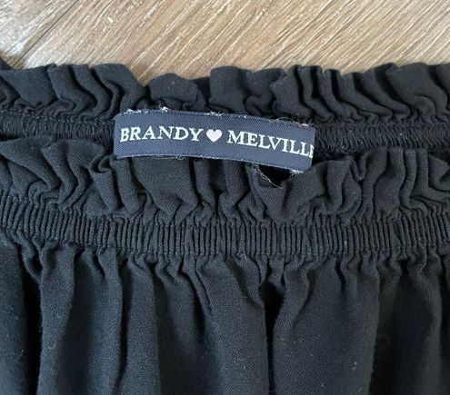Brandy Melville Off Shoulder Crop Top Women One Size Black Breezy 3/4  Sleeve Q21