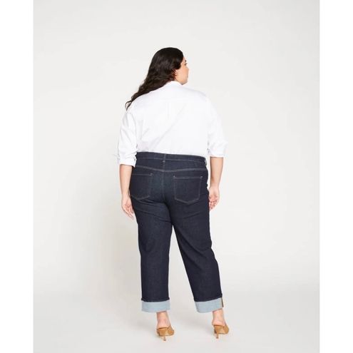 Stevie High Rise Cuffed Straight Leg Jeans - Vintage Indigo