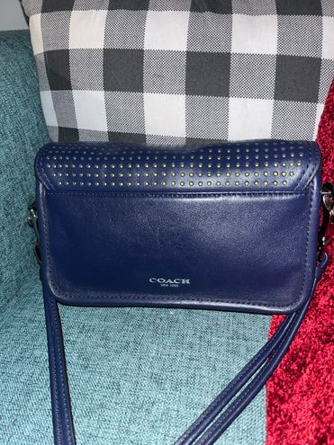 Coach Blue/Green Perforated Leather Legacy Penny Crossbody Bag