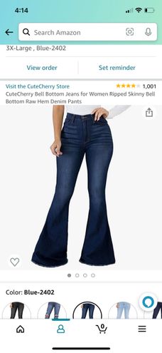 CuteCherry Bell Bottom Jeans for Women Ripped Skinny Bell Bottom Raw Hem  Denim Pants