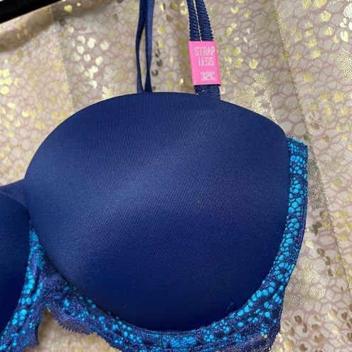 PINK - Victoria's Secret navy blue padded strapless bra, 32C, NWT Size  undefined - $18 New With Tags - From Jessica