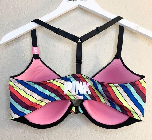 PINK - Victoria's Secret NWT Front Close Push Up Colorful Racerback Bra Size  36D - $39 New With Tags - From Hannah