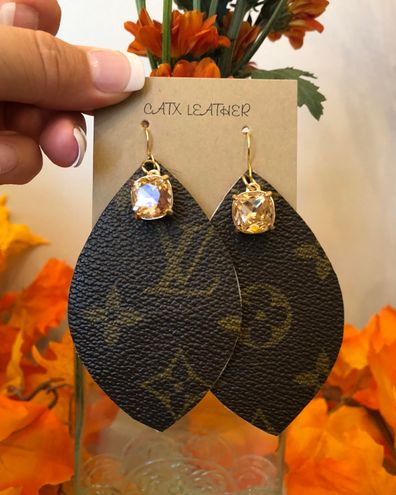 Up-Cycled Louis Vuitton Dangle Cowhide Earrings